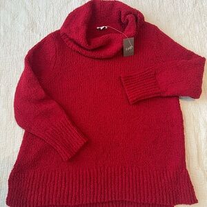 Elegant Red Cowl Neck Sweater